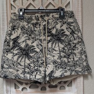 Maison Article Jungle Pattern Woven Jacquard Mens Small Lifestyle Shorts Casual